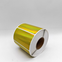 Rouleau d'autocollants holographiques personnalisés 40x20mm, imprimés, dorés, métallisés, écologiques, thermosensibles, résistants à l'huile et à l'eau, pour emballage auto-adhésif