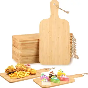 Tabla de cortar de madera de Acacia gruesa personalizada, tabla de cortar de paleta orgánica pequeña con mango