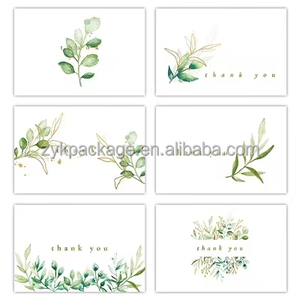 بطاقة "thank you" للأعمال الصغيرة بطاقة عمل من الورق الفني مطبوع عليها طباعة مزدوجة الوجهين بشعار مخصص بطبعة طباعة ذهبية - Product Image 3