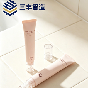 Tubo de PE Delgado Color Rosa Nude con Impresión de Logotipo Minimalista, Tubo Suave con Tapón Aplicador de Gotero Transparente para Crema Facial o Prebase - Product Image 4