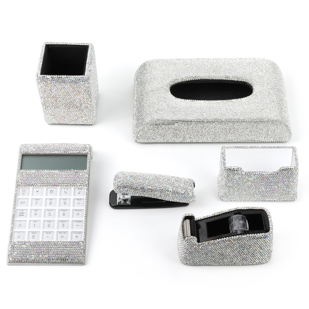 Набор сверкающих стационарных украшений ручной работы Maxery с бриллиантовыми кристаллами для офиса, школы или дома, упаковочная коробка с логотипом на заказ