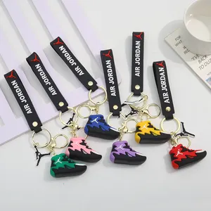 NBA Basketball Sneaker With Ring Custom 3d Anime Keychain Silicone Plastic Rubber Pvc Keychain Bag Accessories Key Holder Gift