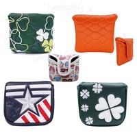 Housse de tête de putter de golf carrée OEM/ODM en cuir PU avec fermeture magnétique et bande auto-agrippante, broderie personnalisée en usine, accessoire de club de golf