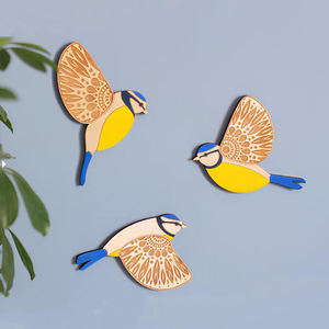 S/3 pájaros de madera decorativos artesanías pájaro de madera arte de la pared decoración madera pájaros voladores decoración de pared - Product Image 1