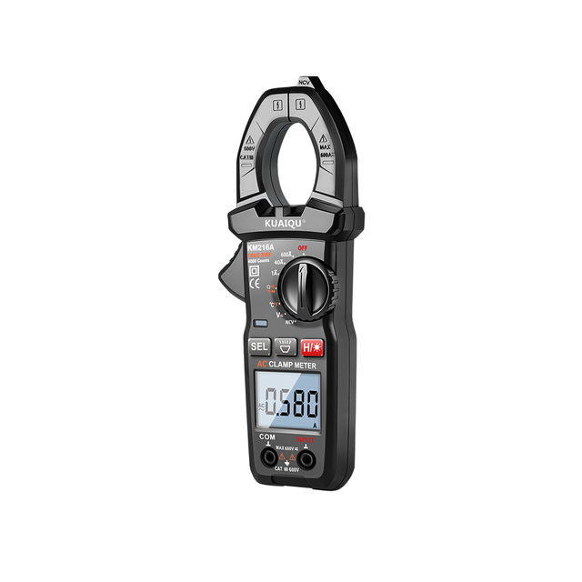 Industry CAT III 600V Clamp Meter KM216A True RMS 600A AC Current NCV Temperature Multimeter with Backlight Flashlight