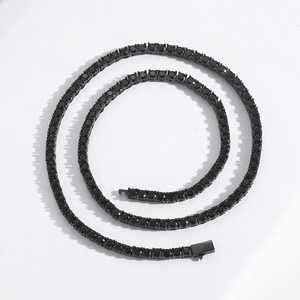 <span class=keywords><strong>Collar</strong></span> <span class=keywords><strong>de</strong></span> Cadena <span class=keywords><strong>de</strong></span> Tenis con Circonitas, Estilo Hip Hop, Color Negro Metálico, Latón, 4mm <span class=keywords><strong>de</strong></span> Ancho, Una Hilera, Venta al Por Mayor 2025 - Product Image 2
