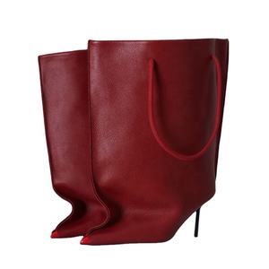 Bottines à talon haut pour femmes, bout pointu, mi-mollet, super grandes, hauteur mi-cuisse, largeur confortable, talons fins, chaussures amples - Product Image 1