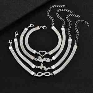 Conjunto de Tobilleras de Aleación Simple Estilo Retro Europeo Americano para Mujer, Chapadas en Oro, con Cristales de Corazón y Diamantes de Imitación, Gran Venta en Comercio Exterior - Product Image 5