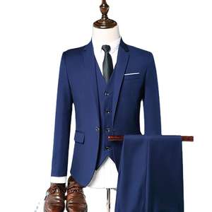 Personalizzato uomo Herren Anzug Hochzeit formale pelliccia Mann Veste Homme Slim Fit abiti da sposa blu Navy per uomo - Product Image 1