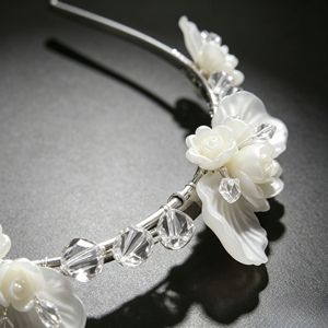 Serre-tête de mariée fait main en coquillages et fleurs, avec cristaux argentés, pour <span class=keywords><strong>mariage</strong></span>, élégant, floral, pour mariée, femme, bal de promo, accessoires de cheveux - Product Image 6