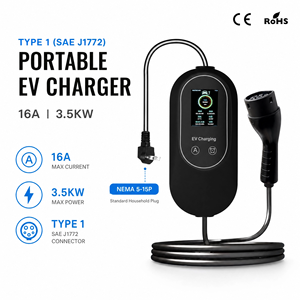 Station de recharge <span class=keywords><strong>portable</strong></span> pour véhicules électriques à charge rapide 16A |   Prise standard américaine, adaptée aux stations de recharge <span class=keywords><strong>Tesla</strong></span> et autres véhicules électriques - Product Image 1