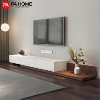 Meuble TV en bois massif PA, design moderne, ensemble table basse et armoire