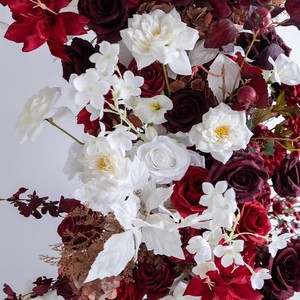 Arche de fond de scène personnalisée de luxe en soie artificielle, roses rouges et blanches, support élégant pour mur de fleurs, idéal pour <span class=keywords><strong>mariage</strong></span>, événement, anniversaire - Product Image 6