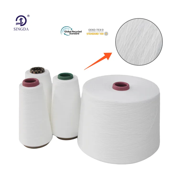 Hochwertiges Shuyuan 100% ring gesponnenes Polyester garn 30/1 30/2 kunden spezifisches weißes Kern gesponnenes Garn