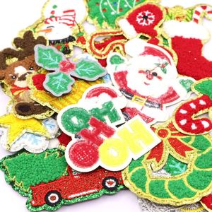 Vente directe usine – Patch en chenille thermocollant Noël : Père Noël, renne, homme en pain d'épices, avec bordure dorée/argentée - Product Image 5