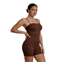 Body court sans bretelles sans coutures - Nylon écologique respirant, effet ventre plat, rembourré pour rehausser les fesses, gaine sculptante