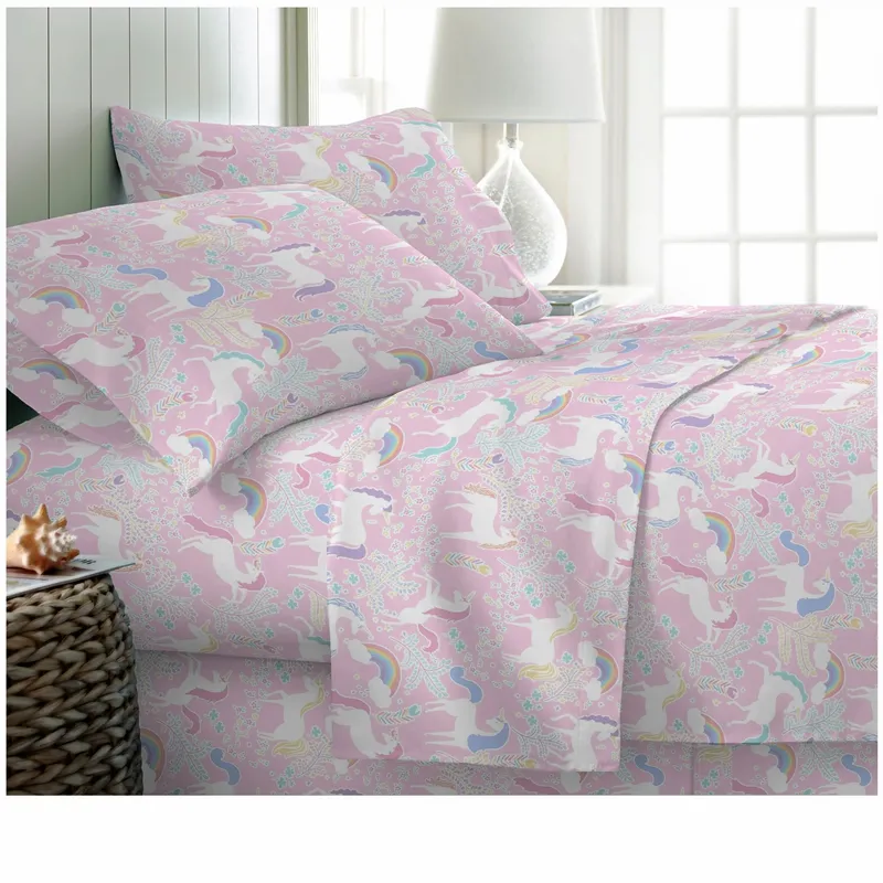 Luxury 3D Cartoon 100% Polyester Unicorn designer bedding set bed sheets