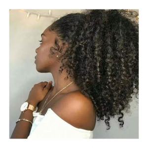 Wholesale Brazilian Remy Virgin Double Drawn Clip in <b>Ponytail</b> <b>Real</b> Human <b>Hair</b> Extensions Natural Color Machine Double Weft - Product Image 1