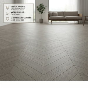 Parquet Chevron en Chêne Gris Certifié Écologique à Installation Rapide, Stabilité de la Teinte, Qualité Supérieure pour Projets Résidentiels - Product Image 1