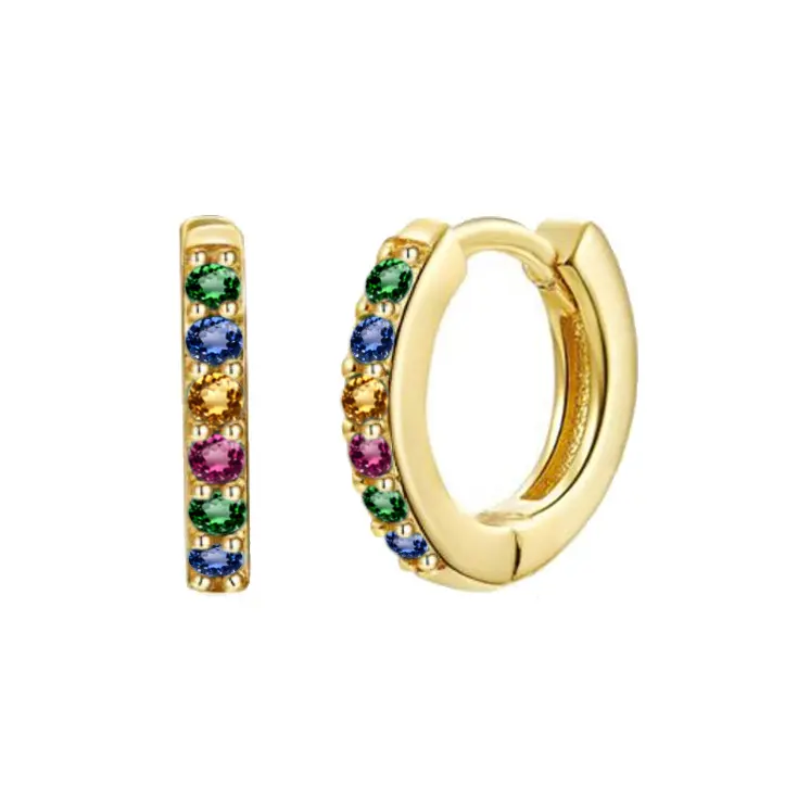 LOYALTY Online fashion jewellery 925 silver needle earrings 18kt gold vermeil cubic zirconia huggie hoop earrings