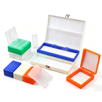 PP Microscope Slide Storage Box with Transparent Lid Metal Latch Moisture Resistant Lab Slide Holder