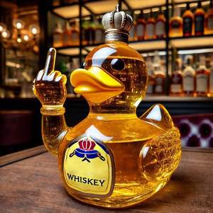 Carafe à <span class=keywords><strong>whisky</strong></span> drôle en forme de canard avec doigt d'honneur, gravée, en verre borosilicate transparent, pour farces, carafe à vin, cadeau - Product Image 5