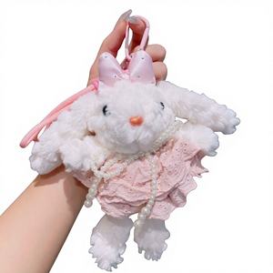 Nouveau style Porte-clés pendentif lapin en peluche dessin animé mignon à oreilles tombantes, motif de change de tenue, petit cadeau, vente en gros 20cm - Product Image 5