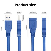 Kabel Ekstensi USB 3.0 Tipe-A Male ke Tipe-A Female Transfer Data Kecepatan Tinggi Berpelindung Mesh Tembaga Bebas Oksigen untuk Komputer