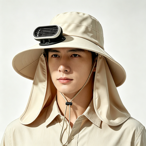 Chapeau de soleil unisexe UPF50+ avec ventilateur rafraîchissant détachable, large bord, protège-nuque, pour la pêche, la randonnée, le cyclisme, protection UV, logo personnalisé - Product Image 1