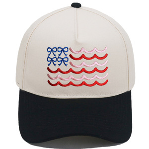 Bowknot sóng Trucker hat thêu USA cờ Đầu Mũ bóng chày của phụ nữ giản dị mũ đa năng - Product Image 3