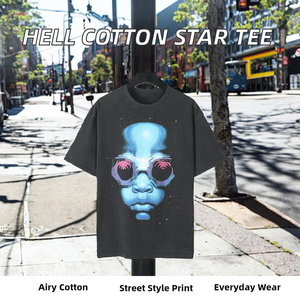 <span class=keywords><strong>Camiseta</strong></span> Casual de Calle para <span class=keywords><strong>Hombre</strong></span>, 100% Algodón de Alta Calidad, Diseño Hellish Star, 300 Gramos, Transpirable y Anti-Pilling - Product Image 3
