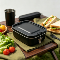 Boîte à lunch en acier inoxydable 304 à paroi simple, sans BPA, étanche, compatible lave-vaisselle, avec boucle en silicone, idéale pour le camping et le bureau – Offre Spéciale