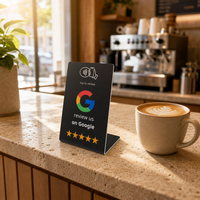 Support de table personnalisé en PVC NFC pour avis Google avec code QR de menu – Tapper ou scanner pour stimuler les avis de votre entreprise – Affichage de signes promotionnels pour réseaux sociaux
