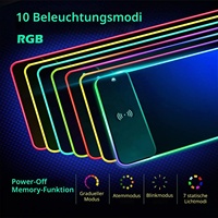 Tapis de souris personnalisé imperméable avec charge sans fil pour ordinateur, tapis de souris LED Qi 10 W pour votre espace de travail, tapis de souris RGB pour jeux
