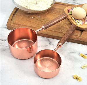 4-Piece Stainless Steel Gold Rose <strong>Liquid</strong> <strong>Measuring</strong> Cups and Spoon Set with Wooden Handle Eco-Friendly Home Kitchen <strong>Tool</strong> - Product Image 5