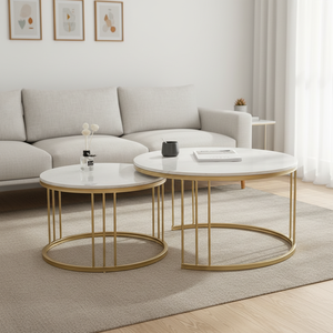 <span class=keywords><strong>Tavolino</strong></span> da Caffè in <span class=keywords><strong>Marmo</strong></span> Multifunzionale, Moderno <span class=keywords><strong>Tavolino</strong></span> Rotondo Impilabile per Arredamento Soggiorno - Product Image 1