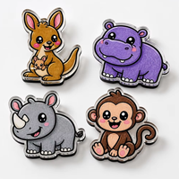 Aimant de réfrigérateur personnalisé en acrylique, motif mangue mignon de dessin animé, découpé à 3 mm, support magnétique noir, vente en gros, décoration tropicale