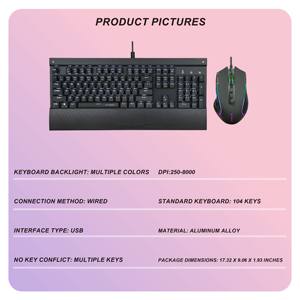 Teclado y Ratón para Juegos Redragon S101 Ergonómico con Panel de Aleación y Retroiluminación Colorida - Product Image 2