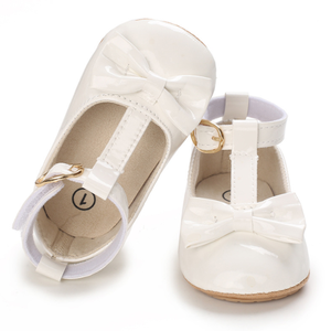 Nueva Llegada, Zapatos Planos Mary Jane para Niñas Pequeñas, Elegantes Zapatos de Fiesta Blancos de Algodón Impermeables con Lazo y Suela de Goma - Product Image 3