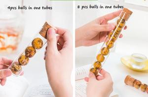 Pack de 8 pièces Boule à thé en fleurs sèches naturelles Tubes en verre Thé de santé <span class=keywords><strong>pour</strong></span> hibiscus rose comprenant des infusions florales variées - Product Image 5