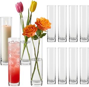 Vases cylindriques <span class=keywords><strong>en</strong></span> <span class=keywords><strong>verre</strong></span> <span class=keywords><strong>transparent</strong></span> de 1,77 x 7,48 pouces, petits vases pour décoration de table de mariage, pour une seule rose, vases <span class=keywords><strong>en</strong></span> gros - Product Image 1