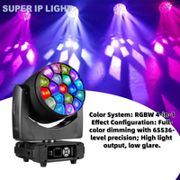 Projecteur Wash à Tête Mobile 19*15W RGBW 4-en-1 Zoomable 8-58 285W ArtNet DMX512 en Alliage d'Aluminium