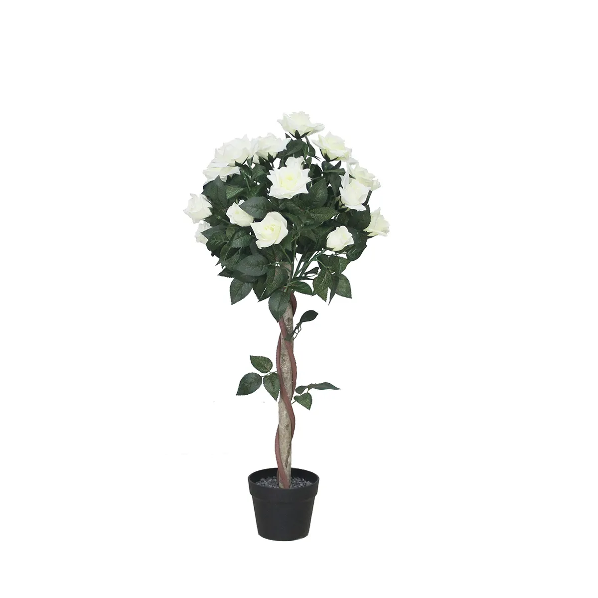 Vente en gros de fleurs de roses décoratives en pot, arbre artificiel d'extérieur