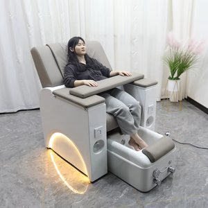 Fauteuil de pédicure électrique inclinable avec éclairage LED, fauteuil de spa pour les pieds sans plomberie avec baignoire, équipement de luxe pour salon de manucure et spa - Product Image 1