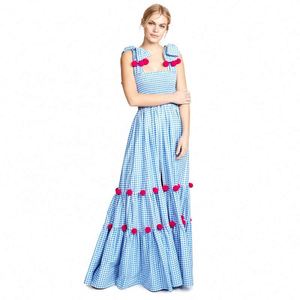 Robes maxi pour femmes en gros, sur mesure, grande taille, bohème, plage, élégantes, faites à la main, en coton teinté en fil, à carreaux, fendues, décontractées - Product Image 6