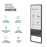 Espejo Inteligente de Fitness de 32/43 Pulgadas con Pantalla Táctil de 10 Puntos, Full HD, WiFi/Bluetooth, Prueba Virtual de Ropa, Ejercicio Interactivo para Gimnasio/Yoga