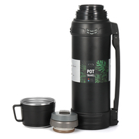Botol Air Vakum Isolasi 1.6L dari Stainless Steel, Flask Perjalanan dengan Tutup Cangkir Tali Tarik Putar Tersembunyi untuk Dewasa