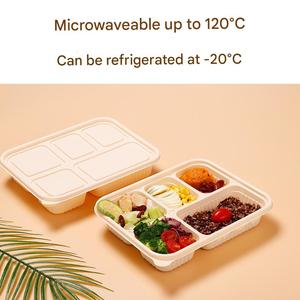 รับพิมพ์ลายตามสั่ง กล่องอาหารชีวภาพย่อยสลายได้ทรงสี่เหลี่ยมทำจากแป้งข้าวโพด แบบ 3 4 5 6 ช่อง สำหรับใส่อาหารกลับบ้าน - Product Image 6