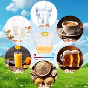 Contenants liquides anti-fuite essentiels, sacs en plastique PE réutilisables avec joint d'étanchéité pour jus, lait, vin et bière, avec logo personnalisé, bouchon et bec verseur - Product Image 5