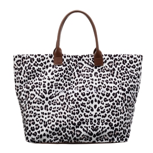 Sac à bandoulière en toile imprimé zèbre et léopard, avec poignée souple en PU, grand sac de rangement pour l'école, les trajets quotidiens et le shopping - Product Image 5